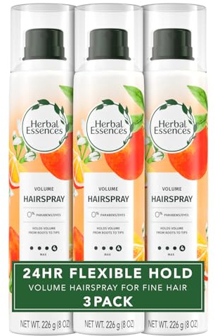 Herbal Essences Volumizing Hairspray, Strong Hold, Fresh Citrus Scent, Pack of 3, 24 oz Total