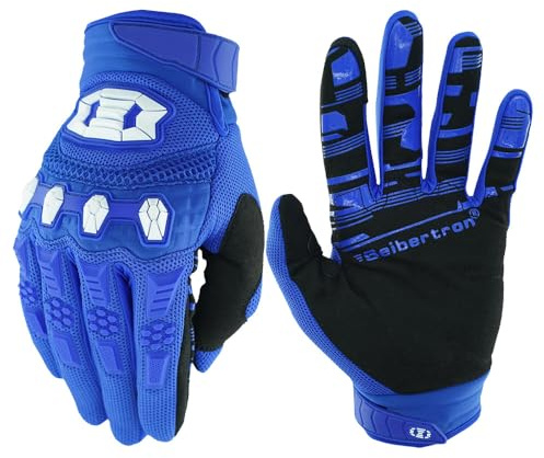 Seibertron Bambini/Gioventù Traspirante Touch Screen Pieno Dito Guanti Sportivi per Ciclismo MTB Bicicletta Bici BMX MX ATV MTB e Road Racing Motorcycle Motocross con Protection sulle nocche Blue XL