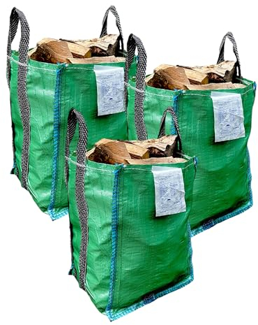 A&A SUPPLIES UK - 3 x STRONG - Garden Waste Bags - 120 Litre - Heavy Duty Garden Green Waste Sacks - Industrial Fabric with Handles Reusable for Waste Grass and Leaves (3)