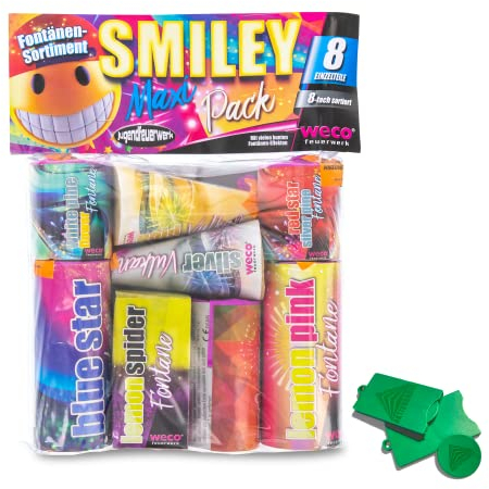 AKTIVHANDEL 8-teiliges Jugendfeuerwerk Set mit Fontänen und Vulkanen, Kinder Silvester, Kat F1 Feuerwerk ink. Einkaufswagenchip