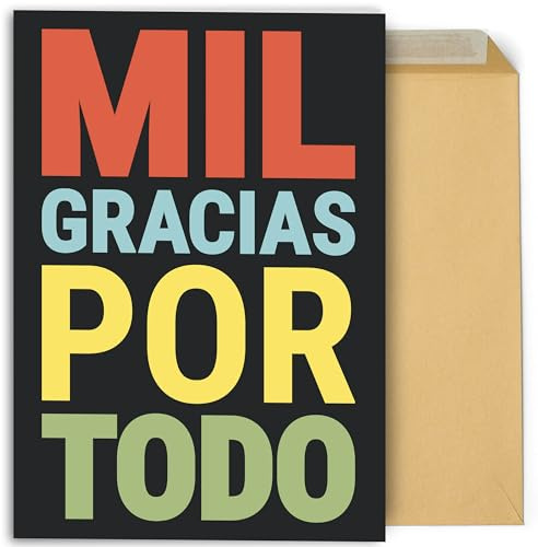 CONTRAXT Tarjeta de agradecimiento grande 42x30 cm abierta. Regalo original tarjeta de firmas gracias por todo mujer hombre maestras profesores cumpleaños amigas compañeros trabajo (Gracias 2)