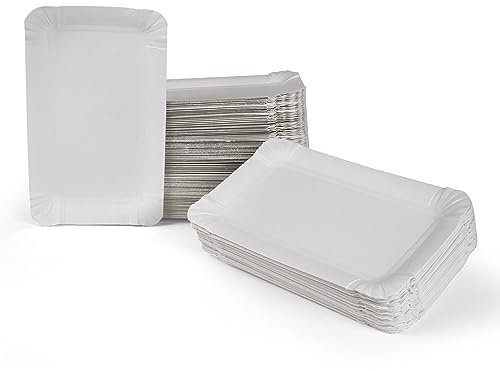 Inoverse 250 Piatti di Carta Usa e Getta Bianchi, Quadrati, 16 x 23 cm, Ecologici, Stoviglie Monouso