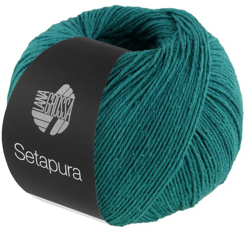 LANA GROSSA Setapura | Behagligt mjukt, matt sidengarn | handstickgarn av 100 % silke | 50 g ull för stickning och virkning | 200 m garn