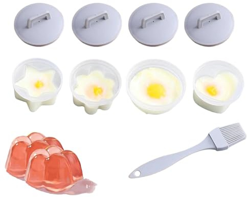 Stampo per uova in silicone per uova sode, portauova in camicia in silicone per cucinare uova sode, portauova in camicia, 4 tazze per uova, rivestimento antiaderente,