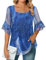 Plus Size Ladies Loose Fitting Square Neck Evening & Casual Chiffon Tops & Cocktail Dresses - UK Summer Blouses and 3/4 Sleeve_mesh
