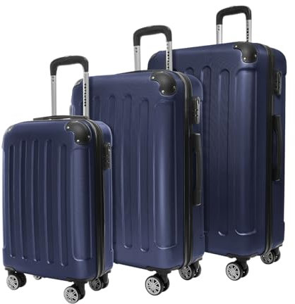 TRVLMORE Kofferset 3 Teilig Hartschale - Koffer & Trolleys Set - Reisekoffer Set 3 Teilig - Koffer Set 3 stück - Hartschalenkoffer Set 3 Teilig - Gepäck-Sets - Trolley Set 3 Teilig - Blau