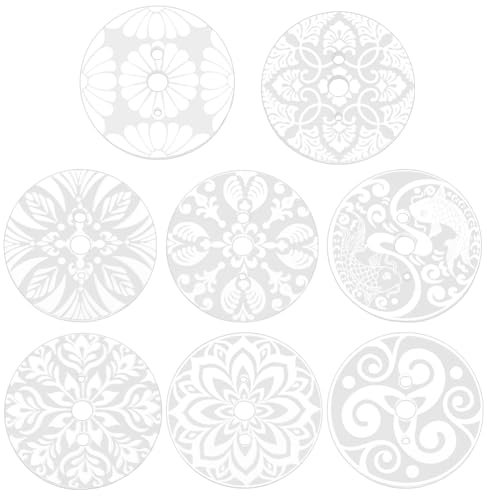 BENECREAT 8 x Acryl-Spinn-Kontrollwerkzeug, 5,6 cm, flach, rund, für Rovingfilzen, Häkeln und allgemeine Bastelarbeiten, Loch: 5 mm und 2,5 mm und 8 mm