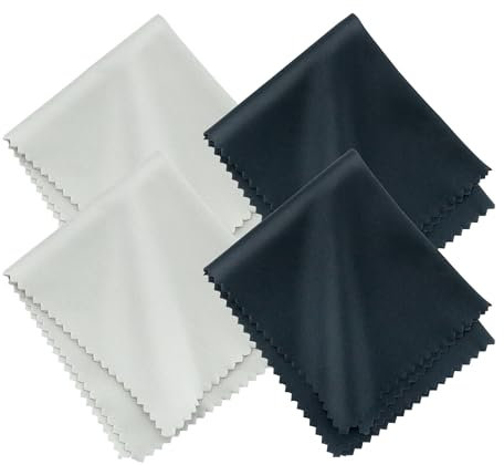 Ainkou 4 PCS Microfiber Cleaning Cloths Glasses Cleaning Cloth Safe and Effective Cleans Eyeglasses, Screens, Tablets, Lens (Black and Light Gray)