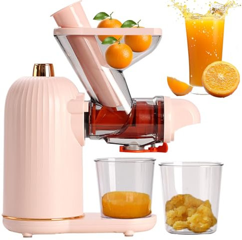 Juicer de Prensa Fría de Grado Alimenticio, Máquinas Exprimidoras de Masas de Masas Lentas de 100 W para Vegetales de Fruta Entera, Libre de Bpa, Rendimiento de Jugo Alto, Motor Tranquilo