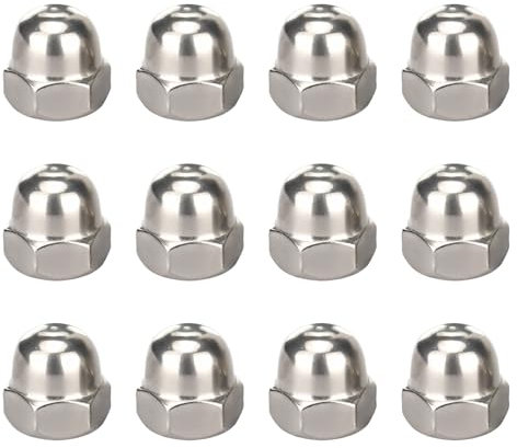 12 Pcs M6 Dome Nuts - Premium 304 Stainless Steel A2 Grade, DIN 1587 Thread Hex Acorn Nut Cap For Screws Bolts Motorcycles Bicycles Furniture Lighting and Industrial Hardware