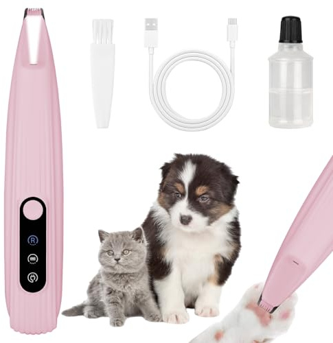 OFFCUP Trimmer Elettrico per Piede per Animali, Tagliacapelli per Cani, Tosatrice per Gatti Elettrico Forbici, per Tagliare i Peli del Cane Intorno a Zampe, Orecchie, Occhi, Viso (Rosa)