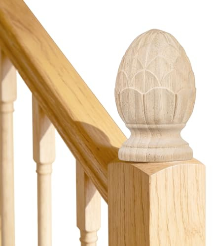 SAFIGLE Pela in legno massello intagliato per decorazione di scale e colonna interna Ornamento palla legno grezzo stile europeo