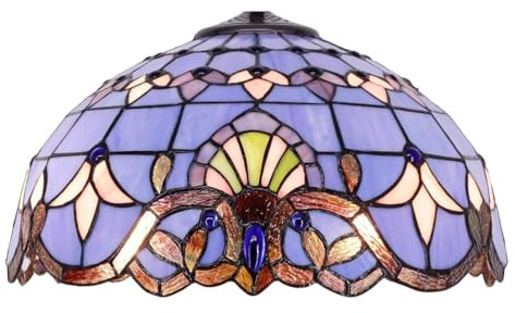 BOTOWI Large Tiffany Style Stained Glass Lampshades Replacement, 16 Inch Rose Baroque Glass Lamp Shade, Tulip Floral Light Cover Only for Table Lamps Pendant Lamps Floor Lights,Blue Baroque