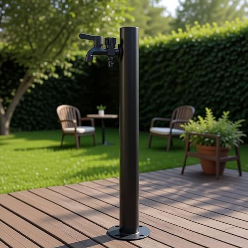Colonne d'eau en acier inoxydable 304 avec robinet et pistolet à eau, point d’eau extérieur de jardin, colonne d'eau, fontaine sur pied, pour irrigation, lavage, résistante aux UV et au gel