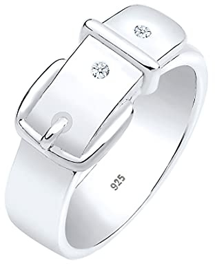 Elli DIAMONDS Bague Femme Ceinture Symbole Diamant (0.03 ct.) en Argent Sterling 925