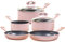 Cermalon Blush Pink 5-Piece Ceramic Cookware Set - Includes 2X Frying Pans and 3X Saucepans with Grey Sparkle Ceramic Non-Stick Coating - Compatible for All Types of Hobs - PTFE and PFOA Free