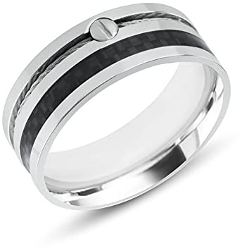 Anellissimo ring karbon med kabel för män, stål 316L, stål