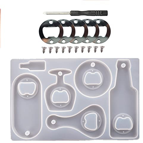 Tiardey Kit de moules en résine pour décapsuleur, ouvre-bouteille en silicone époxy pour porte-clés, clé à bière, ouvre-bouteille, tire-bouchon de vin