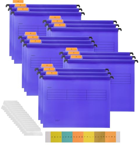 Hiziwimi 15 pièces Classeur de classement A4 en PP violet avec onglets et inserts, dossier suspendu pour classeur de bureau scolaire de bureau, dossier de classement pour classeur (violet)