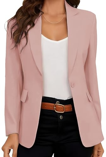 DayaEmmoTQ Chaqueta de Traje Casual Elegante para Mujer, Solapa de Negocios, Manga Larga, Delgada, Traje de Oficina, Abrigo