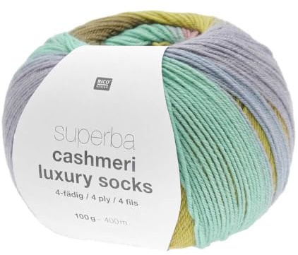 Rico Design Pelote de Laine à Chaussettes Superba Cashmeri Luxury Socks 4 Fils - 100g Douceur et Luxe pour Vos Pieds