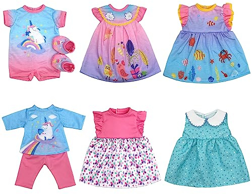 OTMOON Lot de 6 vêtements de poupée pour poupées de 33 cm, 35 cm, 36 cm (pas de poupée)