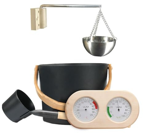 Bastutillbehörsset | -set med bastuhink, bastutermometer, timglas | Tillbehör för ångbastu | bastutillbehör för