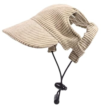 Cappello da baseball per cani, regolabile, estivo, con fori per le orecchie, cappello estivo per cuccioli, cappello per cani (kaki, L)