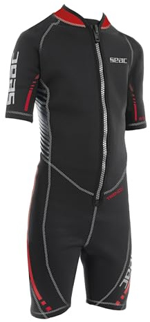 SEAC Trendy, einteiliger kurzer Neoprenshorty aus 2,5 mm Neopren mit Reißverschluss vorne, zum Schnorcheln, Surfen und Wassersport in gemäßigten Gewässern für Erwachsene und Kinder
