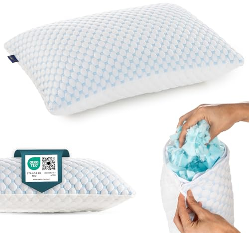 alkamto Cuscino Confortevole in Memory Foam per Viaggio e Campeggio – Borsa Portatile Facile da Trasportare – Copricuscino Termoregolante – Taglia Queen