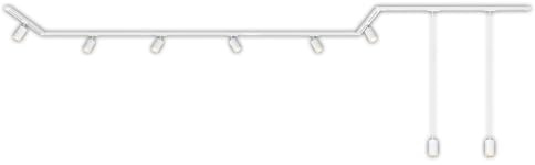 BRILONER - komplett skensystem, 6 x GU10 spotlights roterbara, 2 x GU10 stift, huvform/trappform, skensystem tak, spotspår, taklampa, spotlight, 5,25 m, vit