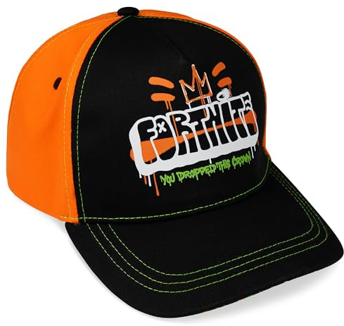 Fortnite Baseball Cap for Kids Teens Peaked Cap Lightweight Sun Hat Casual Sports Running Holiday Essentials Gamer Gifts (Black/Orange)