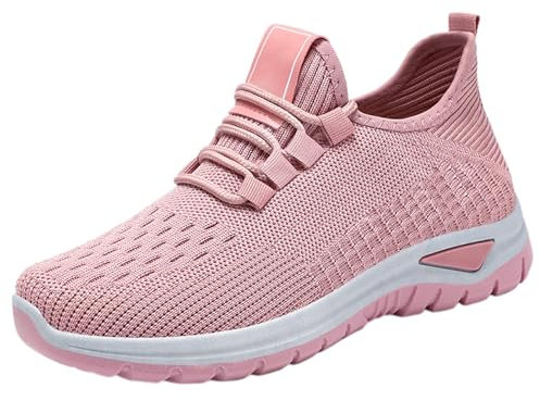 Generisch Sneaker e scarpe sportive per uomo, scarpe da ginnastica estive da donna, leggere, traspiranti, casual, scarpe da corsa sportive, slip-on, scarpe con lacci, comode da camminare, Colore: rosa
