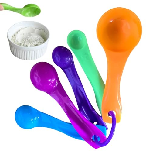 ZYEKIU Misurino Grammi, Cucchiaio Bilancia Digitale, Cucchiai Dosatori, Colori Misti, Set di Cucchiai Dosatori Colorati con Diverse Capacità Set da 5, Plastica Durevole, per Cucinare e Cuocere