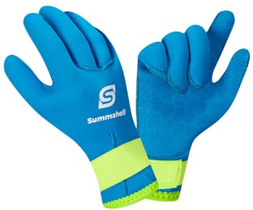 Summshall Kids 3mm Neoprene Gloves, Thermal Anti-Slip Swim Gloves UV50+ Keep Warm for Diving Kayaking Snorkeling Water Sports
