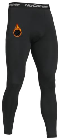 NuCamper Caleçon Long pour Homme - Pantalon Thermique Homme Caleçon Long Hiver Chaud sous Vetement Thermique Hommes à Séchage Rapide, Compression Base Layer Legging pour Le Ski Course à Pied(Noir,M)