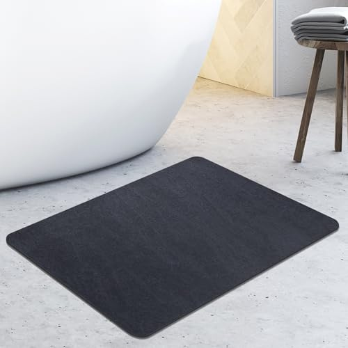 halkfri badmatta av mjuk sten, absorberande badrumsmatta för badrum, dusch, WC 40 x 60 cm, tvättbar snabbtorkande badrumsmatta duschmatta (marinblå)