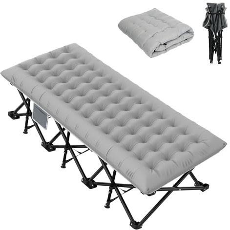 WoldTrek 79 INCH Camping Bed with Cushion, 14 Feets Camp Beds for Adults Comfortable Travel Camping Cot for Sleeping, Portable Tent cot with Carry Bag Supports 600Lbs