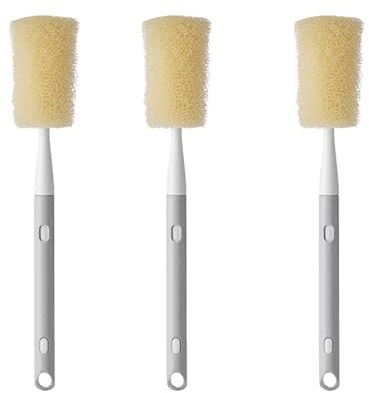 3 spazzole per bottiglie in spugna, 28 – 36 cm, spazzola per bottiglie retrattile, spazzola per la pulizia delle bottiglie con manico lungo, spazzola multifunzione a nido d'ape per bottiglie e