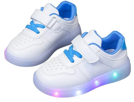 Générique Chaussures De Sports Colorier Lumineuses à Crochets et pour garçons et Filles Baskets Running Enfant Lacets Fitness Sports (Blue, 23.5 Infant)