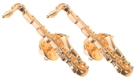 AKOOSY Lot de 2 Épingles Saxophone en Alliage Couleur Or, Design Unique et Impact Visuel Fort, Accessoire Polyvalent pour Musiciens et Amateurs Lors de Toutes Occasions