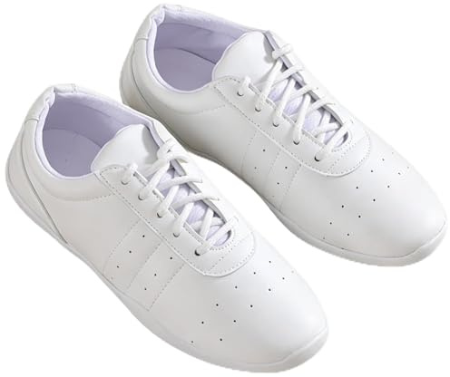 Wizeny Zapatillas Cheerleading Cheer para Mujer Flexibles con Cordones Zapatos de Porrista Ligeras Niña Bailar Gimnasia Jazz Yoga Entrenamiento,Blanca,41 EU