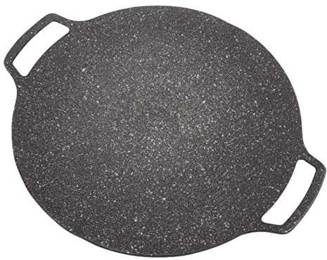 Bewinner Placa de Barbacoa Coreana Antiadherente Sartén Circular para Parrilla de Barbacoa de 30 Cm para Estufa de Gas Cocina para Acampar Al Aire Libre - Sartén Teppanyaki con Distribución Uniforme
