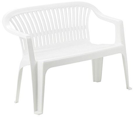 Stapelbare Außenbank Monobloc, Made in Italy, 114x55x82 cm, Farbe Weiß