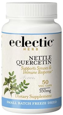 Eclectic Herb - Raw Freeze Dried Nettle Quercetin Capsules | Supports Sinuses + Immune Response | Natural Herbal Supplement | Organic, Non-GMO, Vegan, Whole Herb (50 CT | 350 mg)