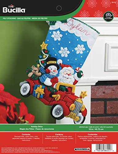 Bucilla Holiday Drive Christmas Stocking Felt Applique Kit, 86451 18-Inch