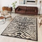 TAPISO Atlas Teppich Kurzflor Afrika Tiermuster Zebra Schwarz Creme Wohnzimmer Schlafzimmer Vintage Modern Design ÖKOTEX 120 x 170 cm