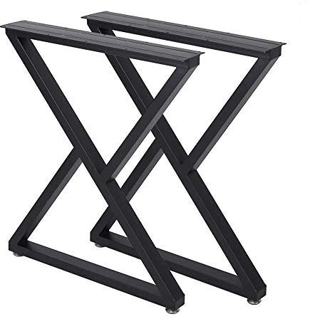 TIEOU Metal Desk Legs 28 Inch Table Legs Heavy Duty Industrial Black Table Legs Z Shape DIY Table Leg, Furniture Legs(H28”xW18”,Set of 2)