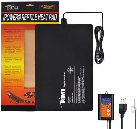 iPower 8X12 Inch Reptile Heat Pad Under Tank Heater Terrarium Warmer Heating Mat and Digital Thermostat Controller for Turtles Lizards Frogs and Other Small Animals