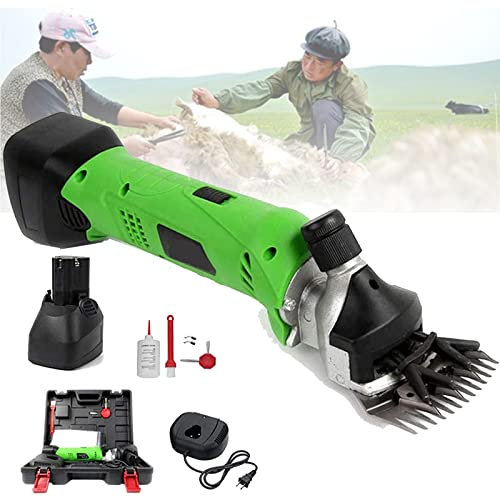 Maquina de Esquilar Eléctrica para Oveja, máquina de esquila de ovejas Profesional portátil con 2 baterías de Litio Recargables, para Cabras Ganado agrícola,Green-110V